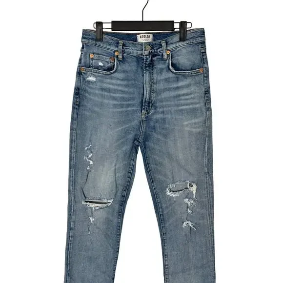 💙 AGOLDE 🩵  Ruby Super High Rise Slim Straight Distressed Ankle Jeans Size 30 - Picture 9 of 12